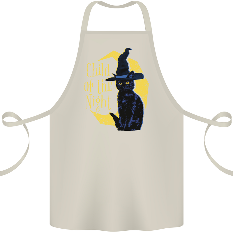 Child of the Night Halloween Black Cat Witch Cotton Apron 100% Organic Natural