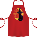 Child of the Night Halloween Black Cat Witch Cotton Apron 100% Organic Red