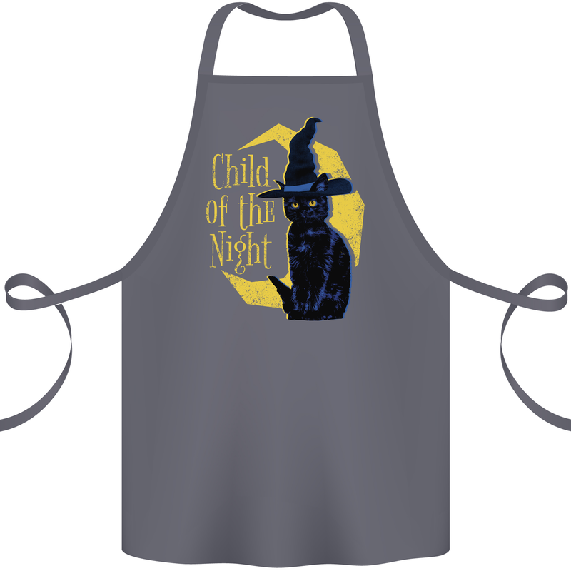 Child of the Night Halloween Black Cat Witch Cotton Apron 100% Organic Steel