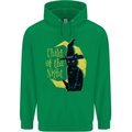 Child of the Night Halloween Black Cat Witch Mens 80% Cotton Hoodie Irish Green