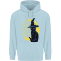 Child of the Night Halloween Black Cat Witch Mens 80% Cotton Hoodie Light Blue