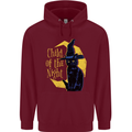 Child of the Night Halloween Black Cat Witch Mens 80% Cotton Hoodie Maroon