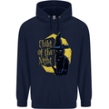 Child of the Night Halloween Black Cat Witch Mens 80% Cotton Hoodie Navy Blue