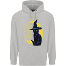 Child of the Night Halloween Black Cat Witch Mens 80% Cotton Hoodie Sports Grey