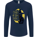 Child of the Night Halloween Black Cat Witch Mens Long Sleeve T-Shirt Navy Blue