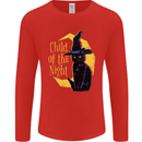Child of the Night Halloween Black Cat Witch Mens Long Sleeve T-Shirt Red
