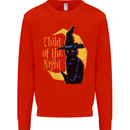 Child of the Night Halloween Black Cat Witch Mens Sweatshirt Jumper Bright Red