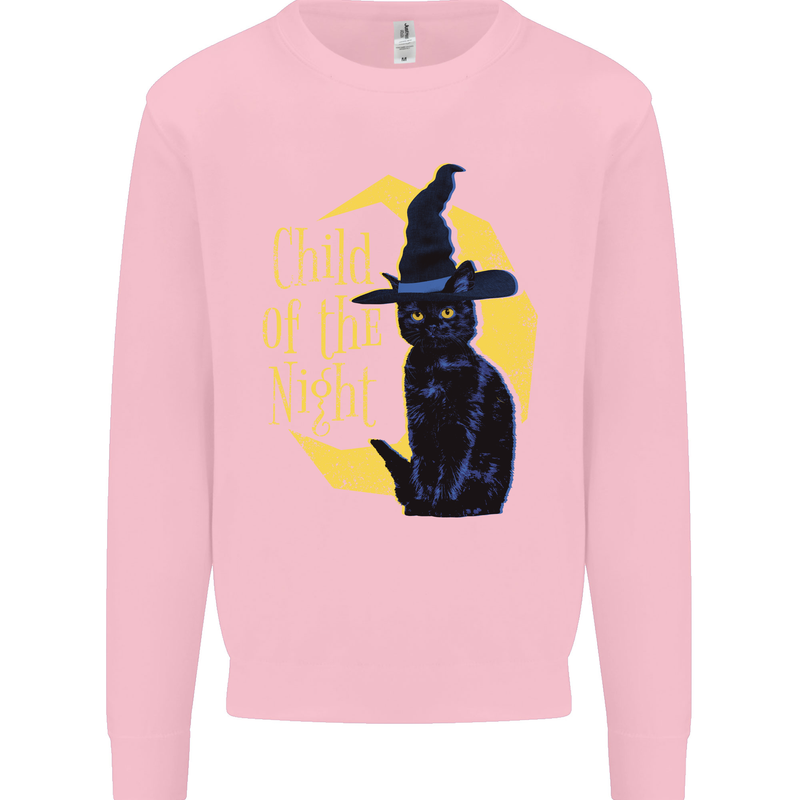 Child of the Night Halloween Black Cat Witch Mens Sweatshirt Jumper Light Pink