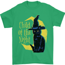 Child of the Night Halloween Black Cat Witch Mens T-Shirt 100% Cotton Irish Green