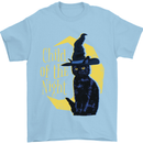 Child of the Night Halloween Black Cat Witch Mens T-Shirt 100% Cotton Light Blue