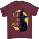 Child of the Night Halloween Black Cat Witch Mens T-Shirt 100% Cotton Maroon