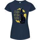 Child of the Night Halloween Black Cat Witch Womens Petite Cut T-Shirt Navy Blue