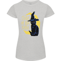Child of the Night Halloween Black Cat Witch Womens Petite Cut T-Shirt Sports Grey
