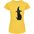 Child of the Night Halloween Black Cat Witch Womens Petite Cut T-Shirt Yellow
