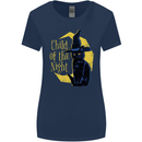 Child of the Night Halloween Black Cat Witch Womens Wider Cut T-Shirt Navy Blue