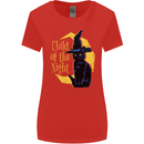 Child of the Night Halloween Black Cat Witch Womens Wider Cut T-Shirt Red