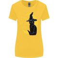 Child of the Night Halloween Black Cat Witch Womens Wider Cut T-Shirt Yellow