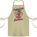 Chill & Grill Funny Summer BBQ Braai Cotton Apron 100% Organic Khaki