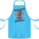 Chill & Grill Funny Summer BBQ Braai Cotton Apron 100% Organic Turquoise