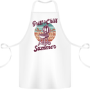 Chill & Grill Funny Summer BBQ Braai Cotton Apron 100% Organic White