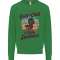 Chill & Grill Funny Summer BBQ Braai Kids Sweatshirt Jumper Irish Green