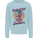 Chill & Grill Funny Summer BBQ Braai Kids Sweatshirt Jumper Light Blue