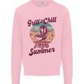 Chill & Grill Funny Summer BBQ Braai Kids Sweatshirt Jumper Light Pink