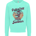 Chill & Grill Funny Summer BBQ Braai Kids Sweatshirt Jumper Peppermint