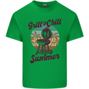 Chill & Grill Funny Summer BBQ Braai Kids T-Shirt Childrens Irish Green