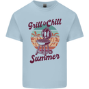 Chill & Grill Funny Summer BBQ Braai Kids T-Shirt Childrens Light Blue