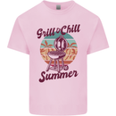 Chill & Grill Funny Summer BBQ Braai Kids T-Shirt Childrens Light Pink