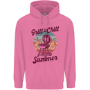 Chill & Grill Funny Summer BBQ Braai Mens 80% Cotton Hoodie Azelea