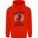 Chill & Grill Funny Summer BBQ Braai Mens 80% Cotton Hoodie Bright Red