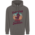 Chill & Grill Funny Summer BBQ Braai Mens 80% Cotton Hoodie Charcoal