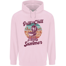 Chill & Grill Funny Summer BBQ Braai Mens 80% Cotton Hoodie Light Pink