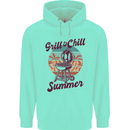 Chill & Grill Funny Summer BBQ Braai Mens 80% Cotton Hoodie Peppermint