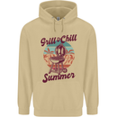 Chill & Grill Funny Summer BBQ Braai Mens 80% Cotton Hoodie Sand