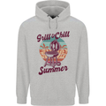 Chill & Grill Funny Summer BBQ Braai Mens 80% Cotton Hoodie Sports Grey