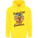 Chill & Grill Funny Summer BBQ Braai Mens 80% Cotton Hoodie Yellow