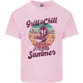 Chill & Grill Funny Summer BBQ Braai Mens Cotton T-Shirt Tee Top Light Pink
