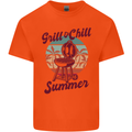 Chill & Grill Funny Summer BBQ Braai Mens Cotton T-Shirt Tee Top Orange