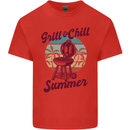 Chill & Grill Funny Summer BBQ Braai Mens Cotton T-Shirt Tee Top Red