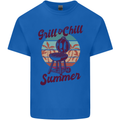 Chill & Grill Funny Summer BBQ Braai Mens Cotton T-Shirt Tee Top Royal Blue