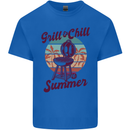 Chill & Grill Funny Summer BBQ Braai Mens Cotton T-Shirt Tee Top Royal Blue