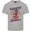 Chill & Grill Funny Summer BBQ Braai Mens Cotton T-Shirt Tee Top Sports Grey