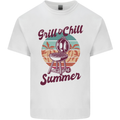 Chill & Grill Funny Summer BBQ Braai Mens Cotton T-Shirt Tee Top White
