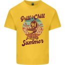 Chill & Grill Funny Summer BBQ Braai Mens Cotton T-Shirt Tee Top Yellow