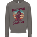 Chill & Grill Funny Summer BBQ Braai Mens Sweatshirt Jumper Charcoal