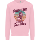 Chill & Grill Funny Summer BBQ Braai Mens Sweatshirt Jumper Light Pink