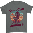 Chill & Grill Funny Summer BBQ Braai Mens T-Shirt 100% Cotton Charcoal